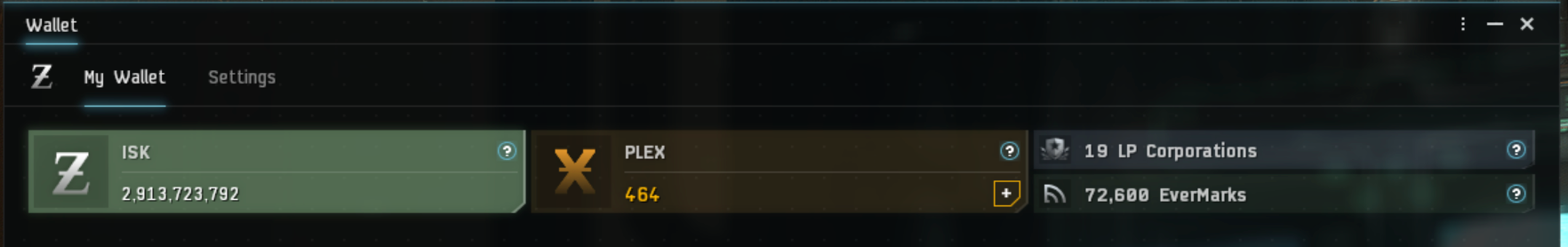 EVE Online wallet before the Dodixie to nullsec trade run